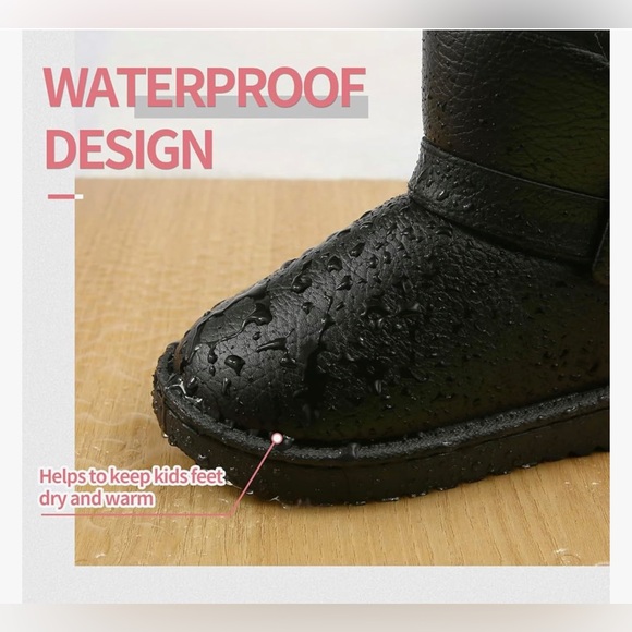 Apawwa Girls and Boys Boots Fur Lined Slip-On Warm Girls Snow Boots Waterproof - Picture 3 of 4